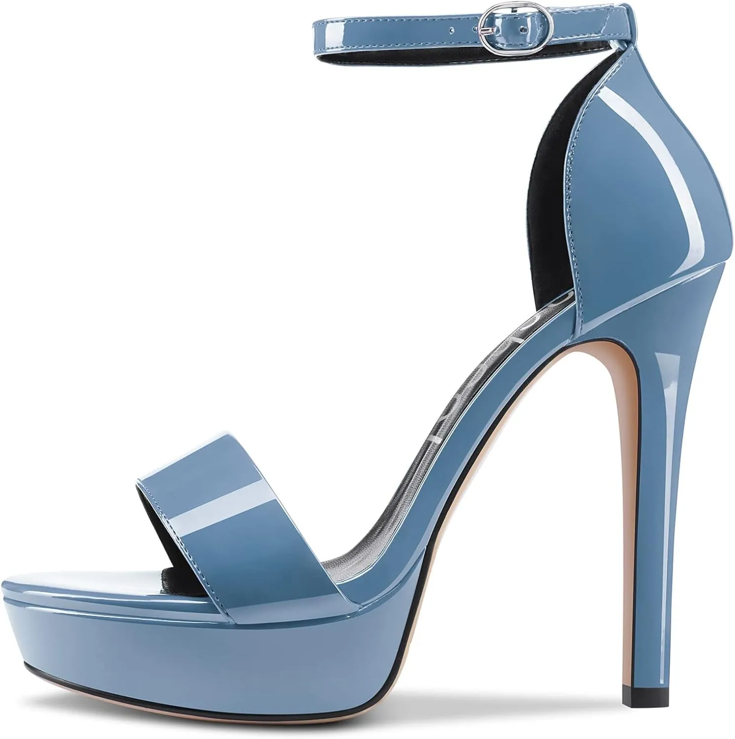 Aachcol Womens Platform Sandals Peep Open Toe Stiletto High Heels Ankle Strap Buckle Sexy Dress Shoes 5.1 Inches Heels