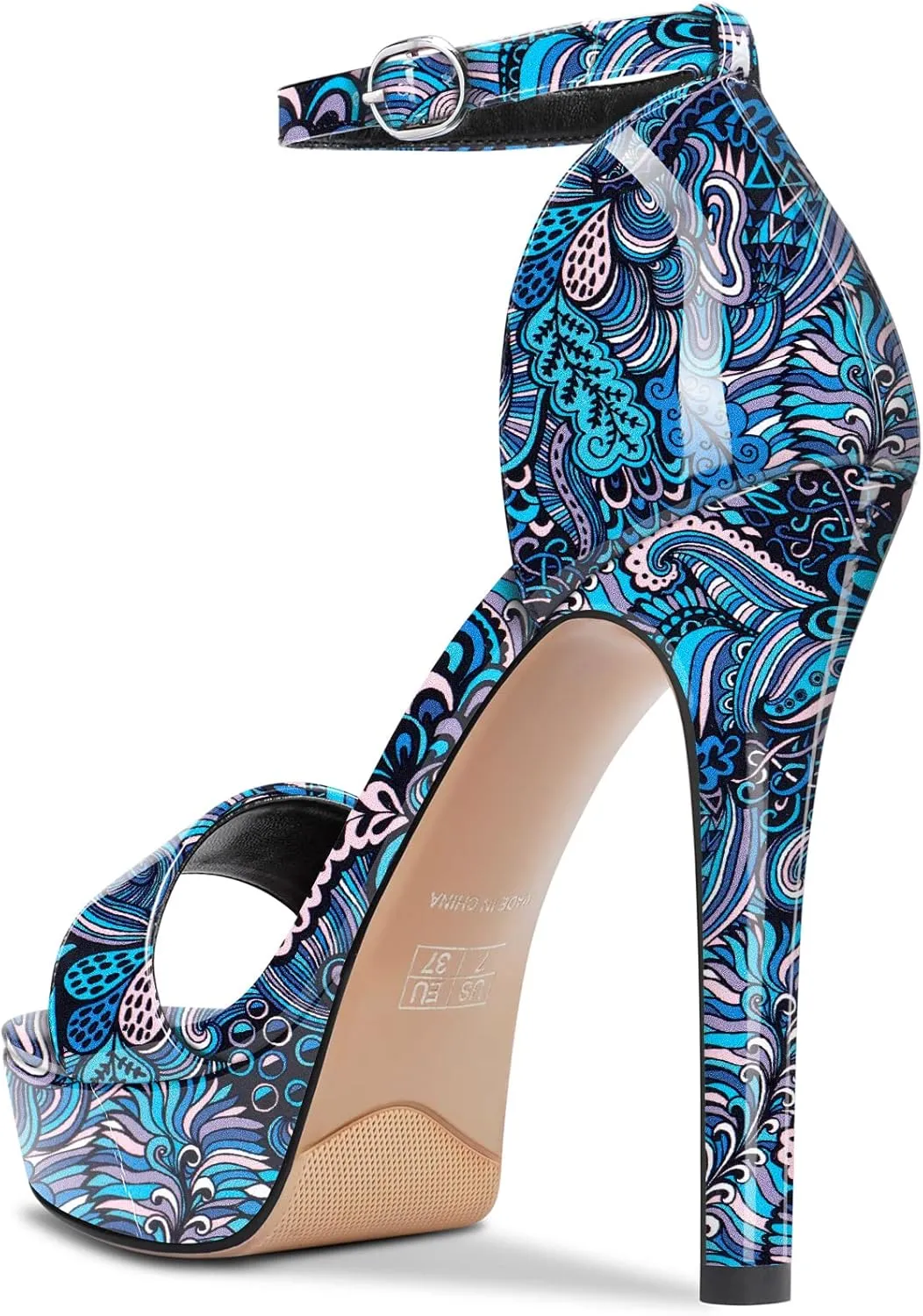 Aachcol Womens Platform Sandals Peep Open Toe Stiletto High Heels Ankle Strap Buckle Sexy Dress Shoes 5.1 Inches Heels