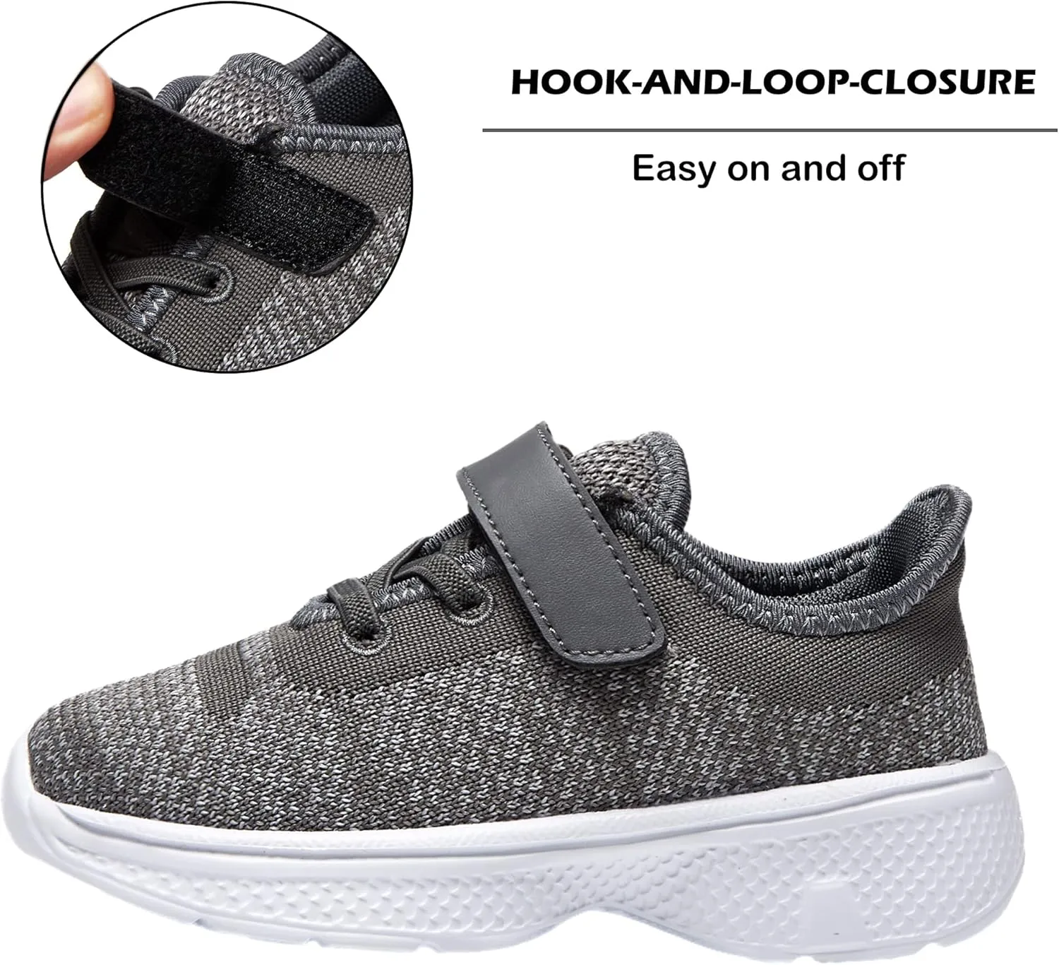 adituo Toddler/Little Kid Boys Girls Lightweight Breathable Sneakers Strap Athletic Runing Walking Sports Shoes