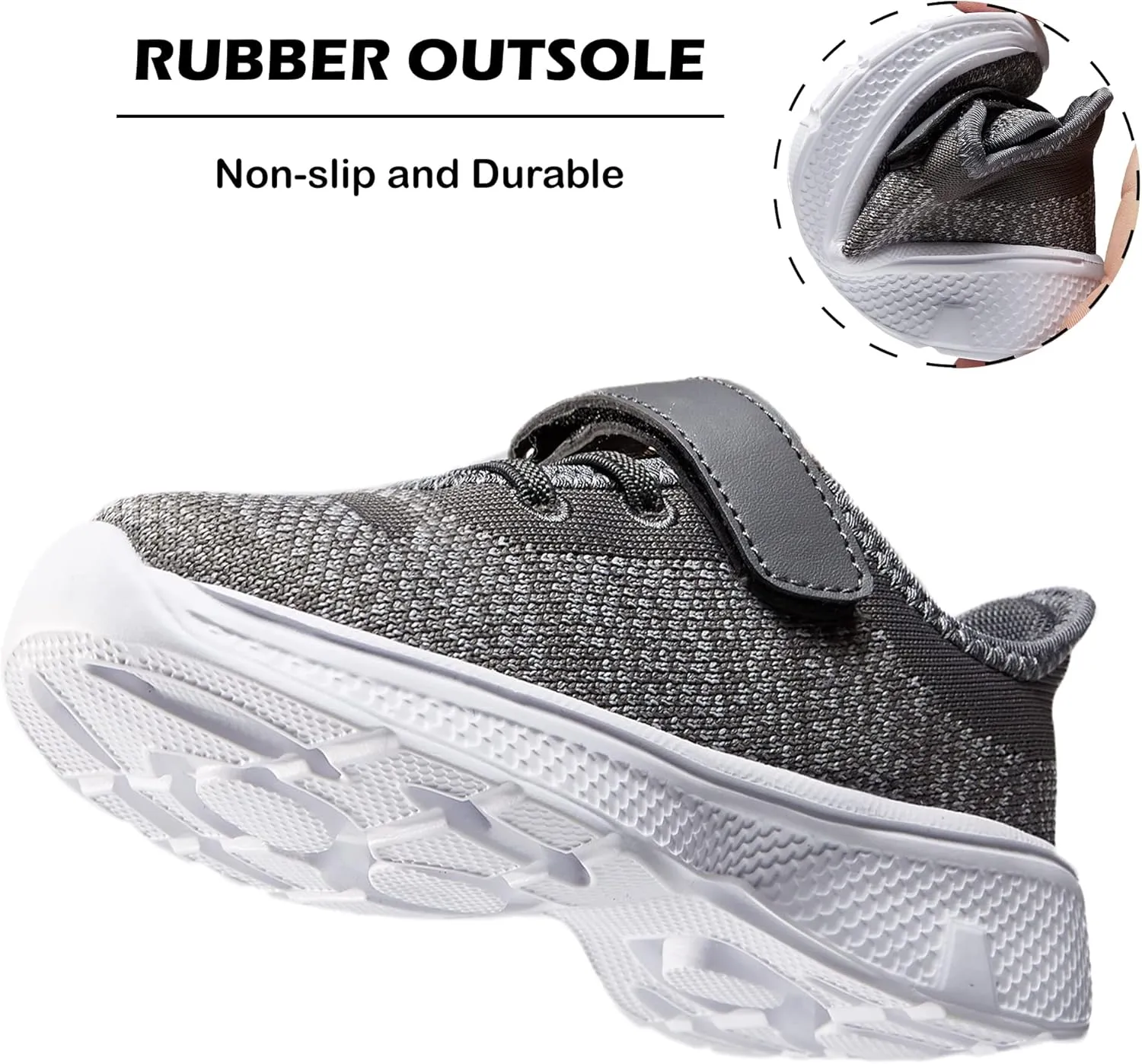 adituo Toddler/Little Kid Boys Girls Lightweight Breathable Sneakers Strap Athletic Runing Walking Sports Shoes