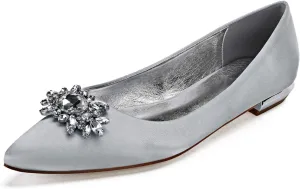 ADMLZQQ Women's Pointed Toe Rhinestone Wedding Shoes for Bride Flats Bridal Shoes Formal Prom Party Dress Sandals