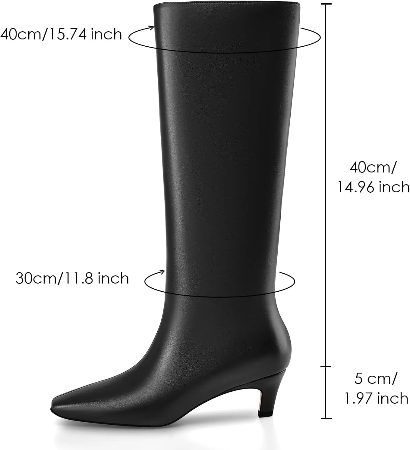 Adrizzlein Knee High Boots Women Kitten Heel Square Toe Tall Boots Wide Calf Pull On Long Boots