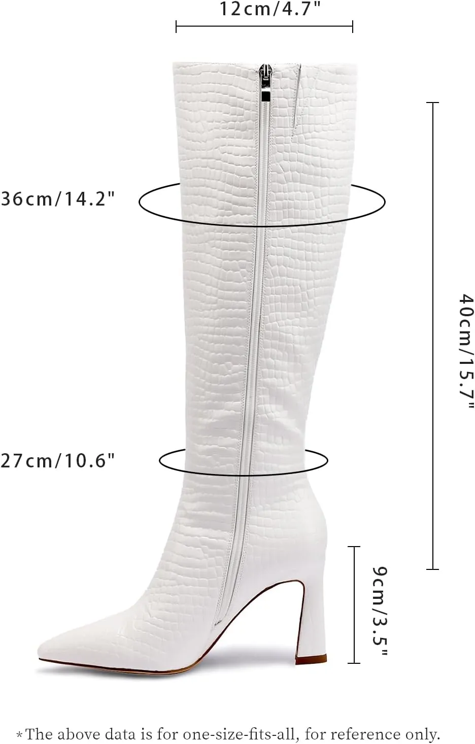 Adrizzlein Women Knee High Boots Pointed Toe Side Zipper Chunky Spool Heel Boot
