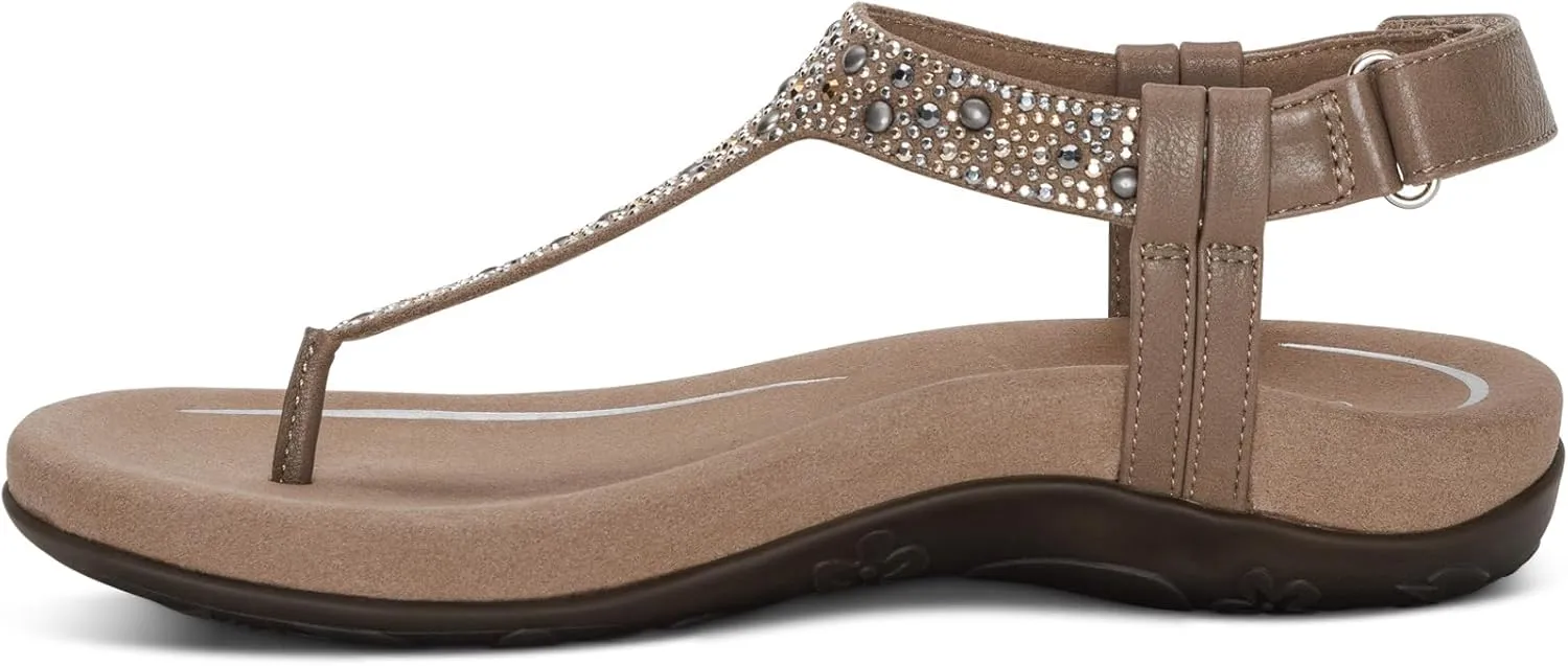Aetrex Women's Marni Orthopedic Adjustable Slingback Thong Sandals - Arch Support T-Strap Sandals