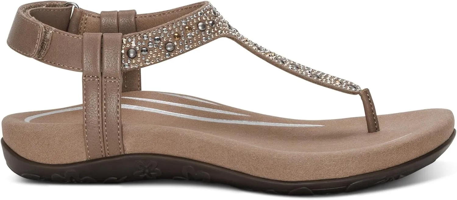 Aetrex Women's Marni Orthopedic Adjustable Slingback Thong Sandals - Arch Support T-Strap Sandals