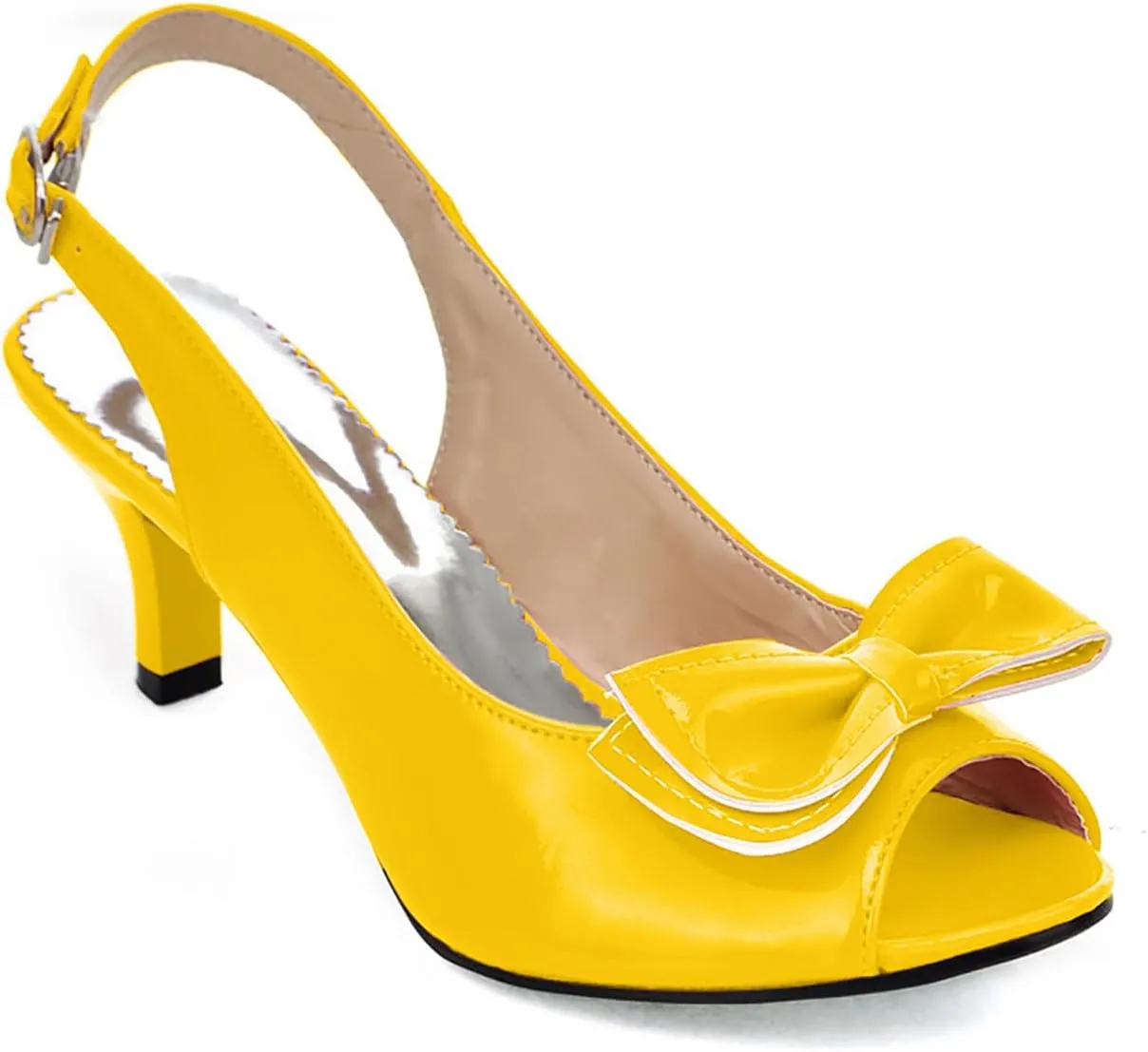 AIMODOR Womens Peep Toe Kitten Heels Sandals Ladies Slingback Dress Pumps