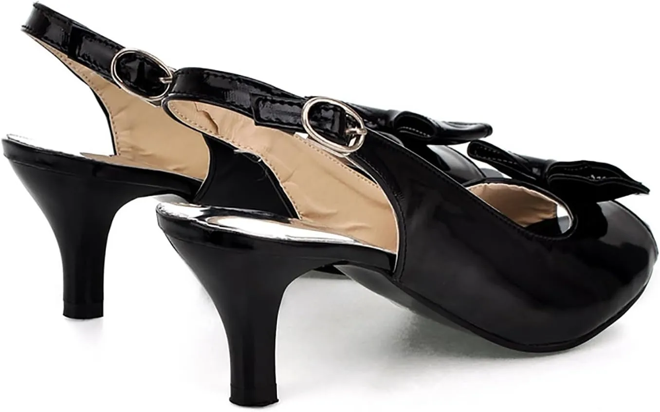 AIMODOR Womens Peep Toe Kitten Heels Sandals Ladies Slingback Dress Pumps