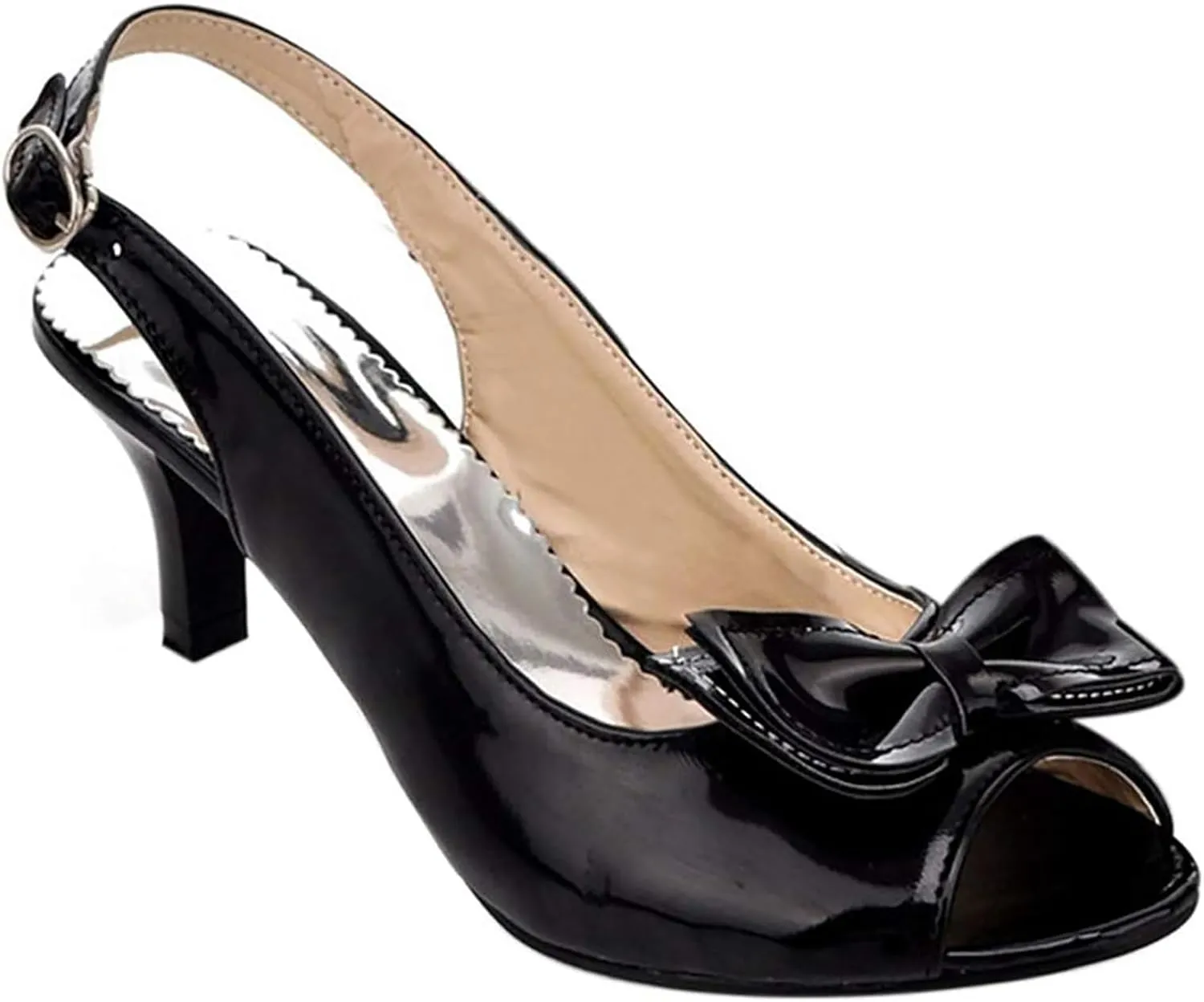 AIMODOR Womens Peep Toe Kitten Heels Sandals Ladies Slingback Dress Pumps