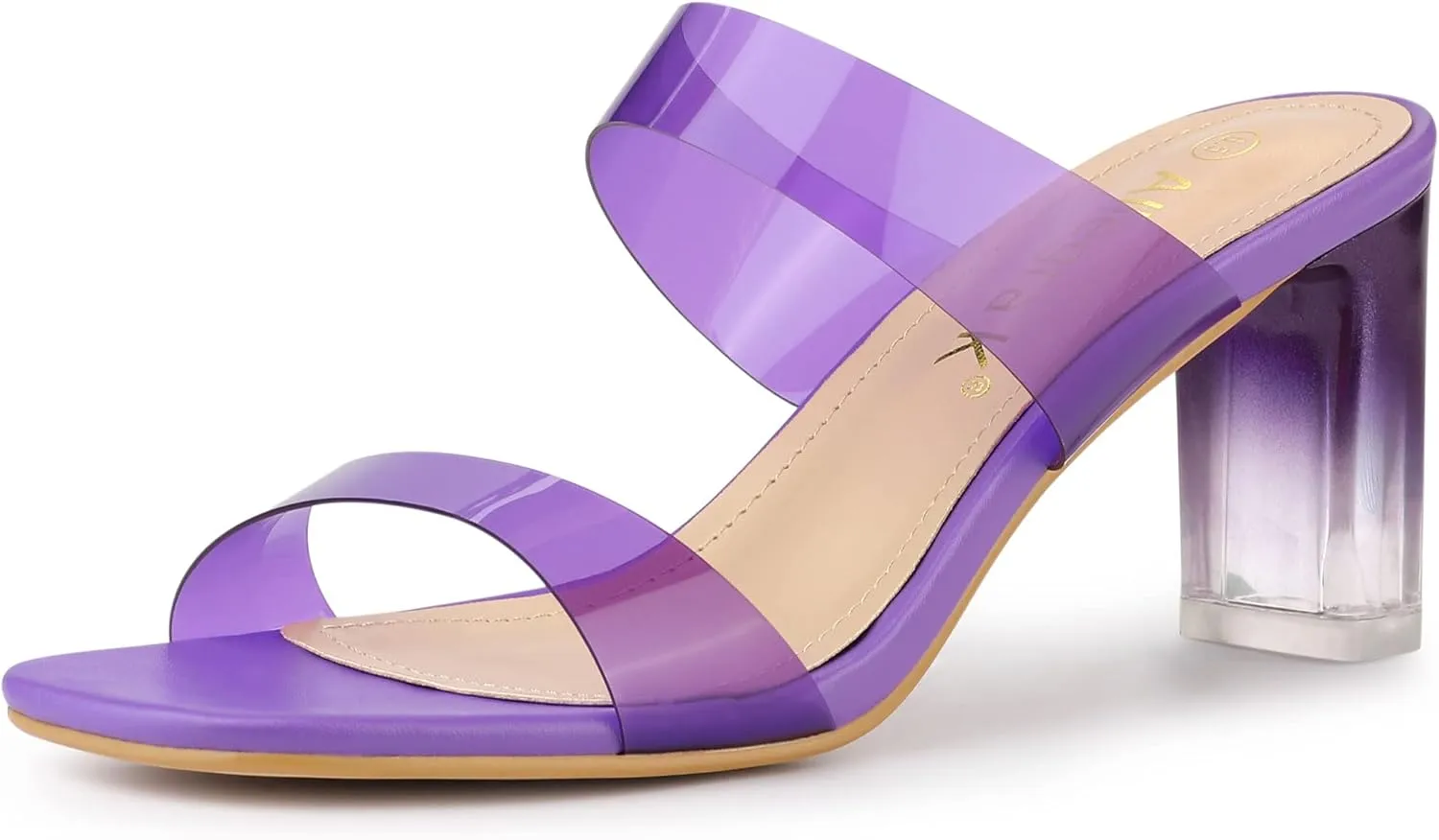 Allegra K Women's Colorful Straps Clear Heels Chunky Heel Clear Sandals