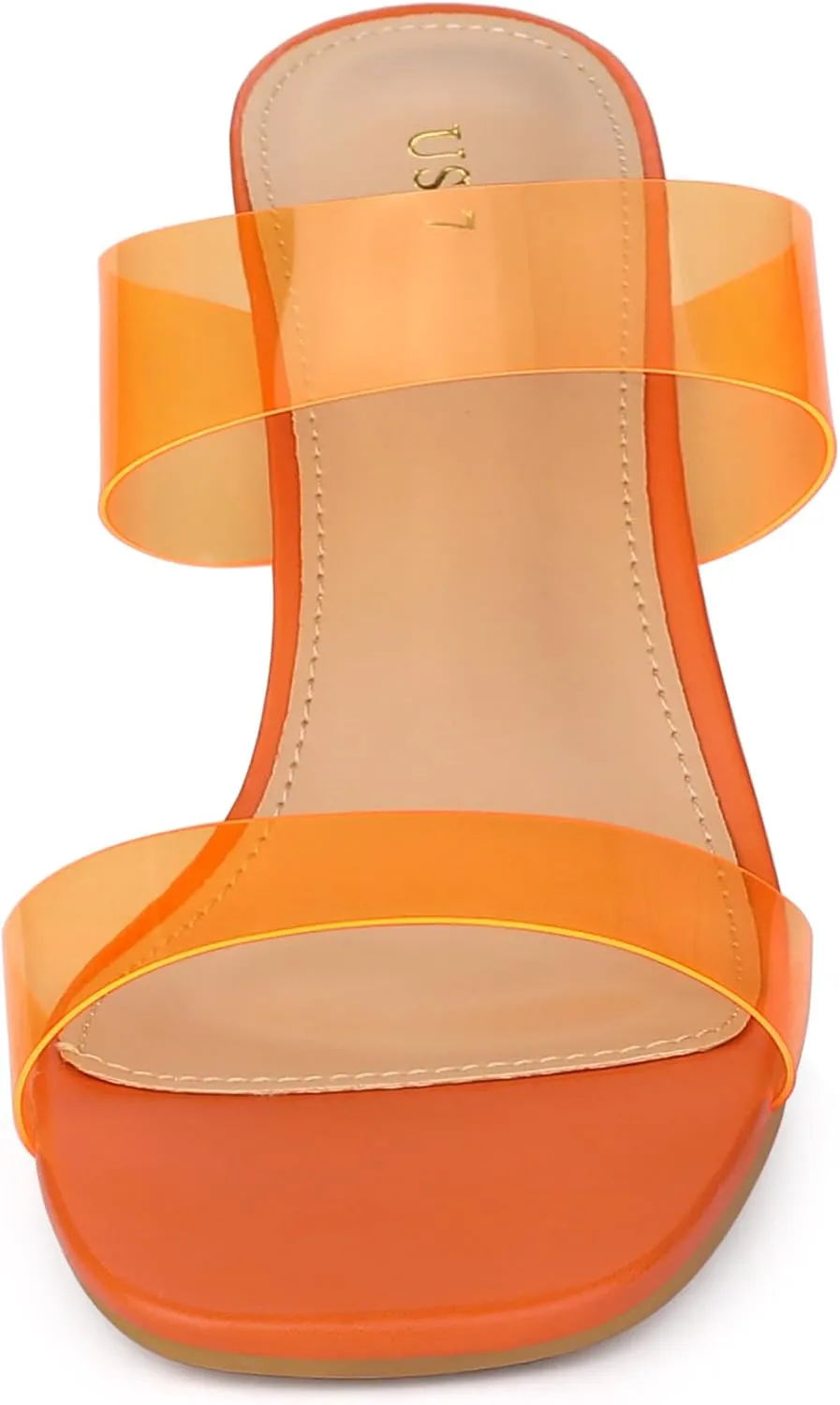 Allegra K Women's Colorful Straps Clear Heels Chunky Heel Clear Sandals