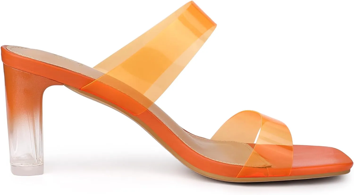 Allegra K Women's Colorful Straps Clear Heels Chunky Heel Clear Sandals