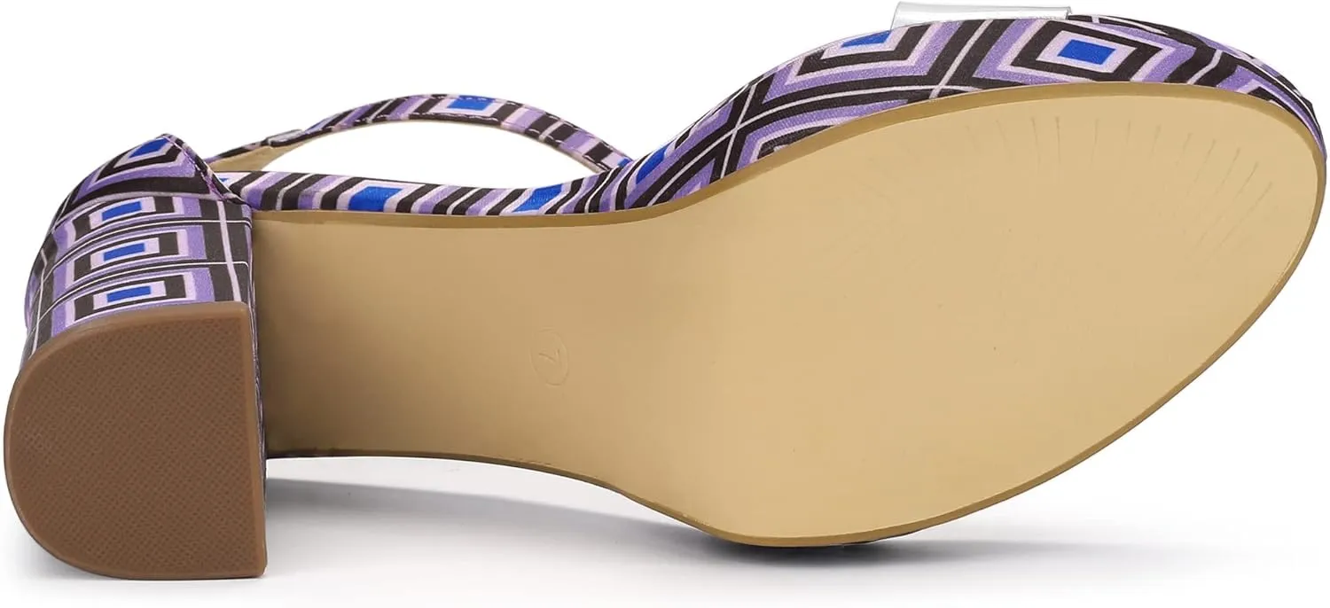 Allegra K Women's Printed Clear Platform Chunky Heel Sandals
