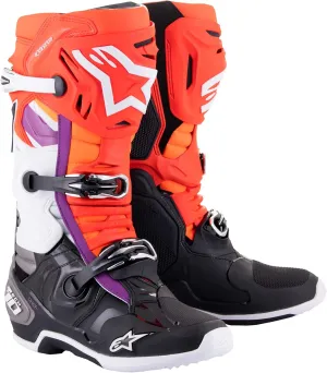 Alpinestars 2010020-1332-9: Tech 10 Boots Blk/Flo Red/Flo Org/Wht Sz 9
