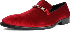 Amali Aller, Mens Casual Shoes - Loafers Men Slip on Shoes - Man Made Velvet Men's Slippers with Metal and Knitted Buckle - Mens Tuxedo Shoes