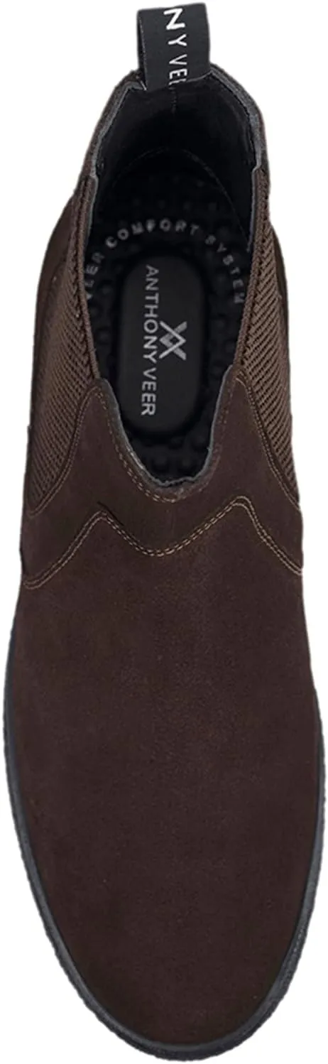 Anthony Veer Hills Classic Chelsea Leather Sneakers for Men | Made with Premium Calfskin Suede | Durable Rubber Outsole & Cushioned Leather Footbed | Slip-Resistant