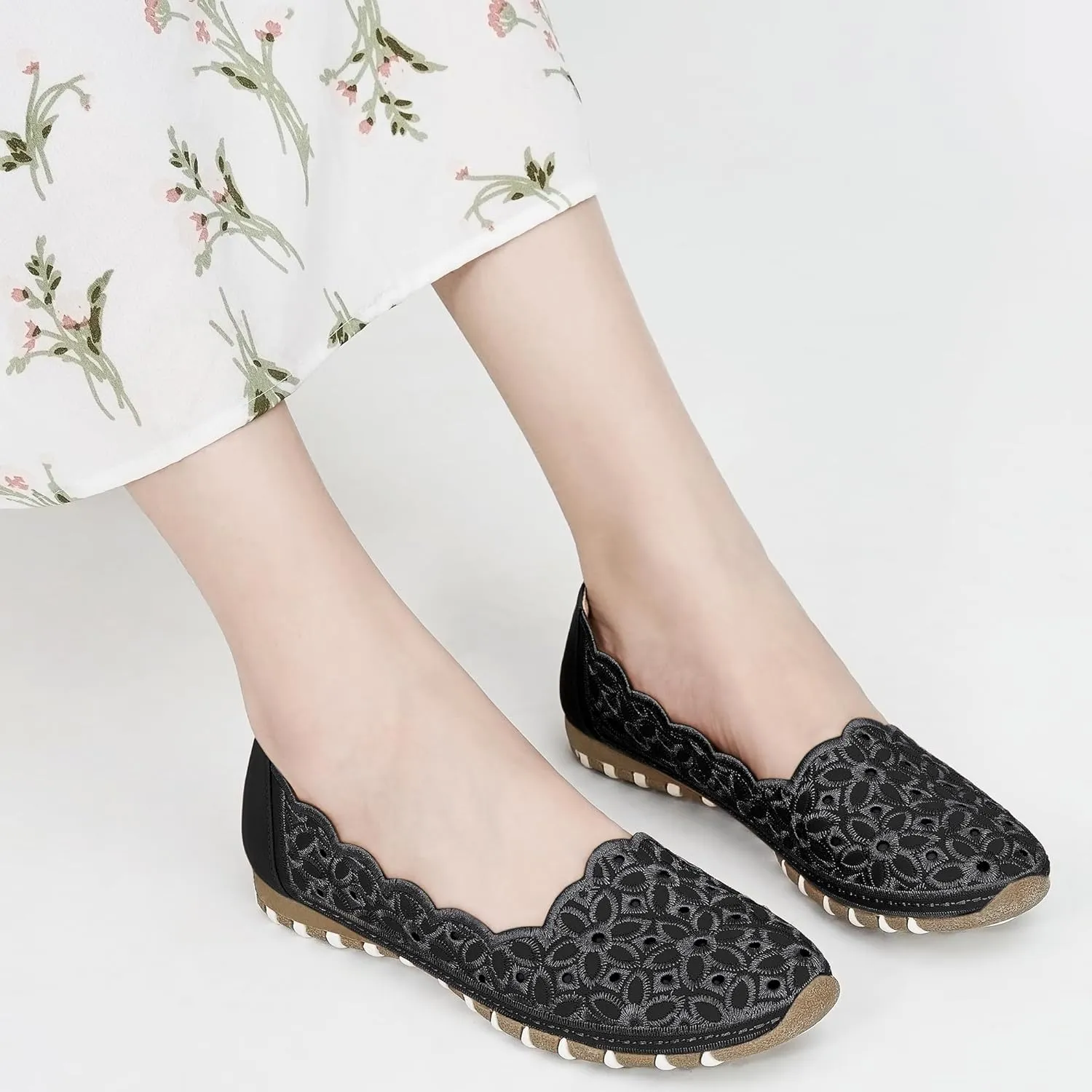 Aomigoct Shoes for Women Ballet Flats: Closed Toe Dress Flats Comfortbale Slip On Pointed Shoes Women Casual Ballets
