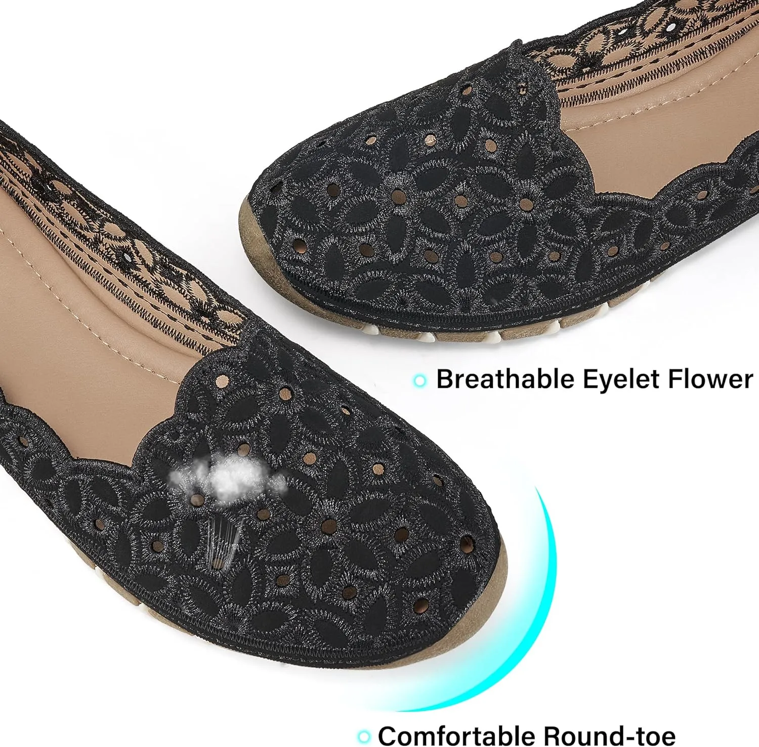 Aomigoct Shoes for Women Ballet Flats: Closed Toe Dress Flats Comfortbale Slip On Pointed Shoes Women Casual Ballets