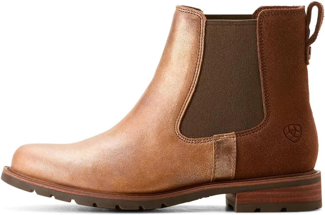 ARIAT Womens Wexford Metallic Round Toe Pull On Casual Boots Ankle Low Heel 1-2" - Brown