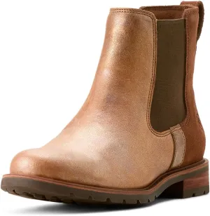 ARIAT Womens Wexford Metallic Round Toe Pull On Casual Boots Ankle Low Heel 1-2" - Brown