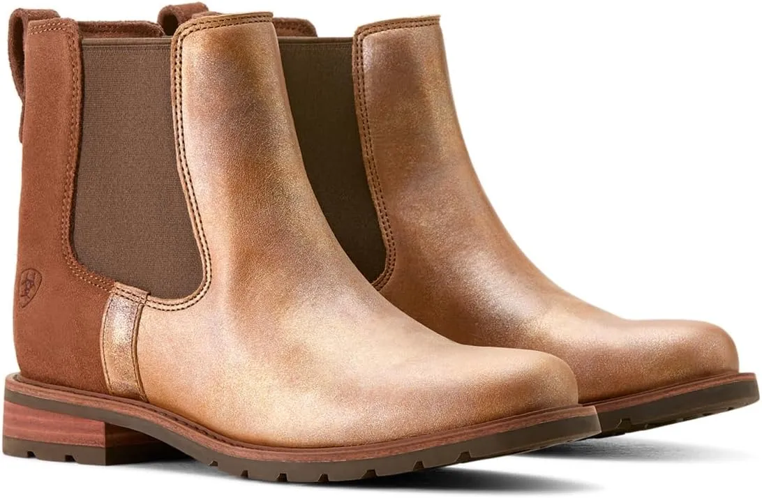 ARIAT Womens Wexford Metallic Round Toe Pull On Casual Boots Ankle Low Heel 1-2" - Brown