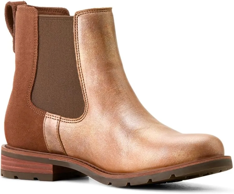 ARIAT Womens Wexford Metallic Round Toe Pull On Casual Boots Ankle Low Heel 1-2" - Brown