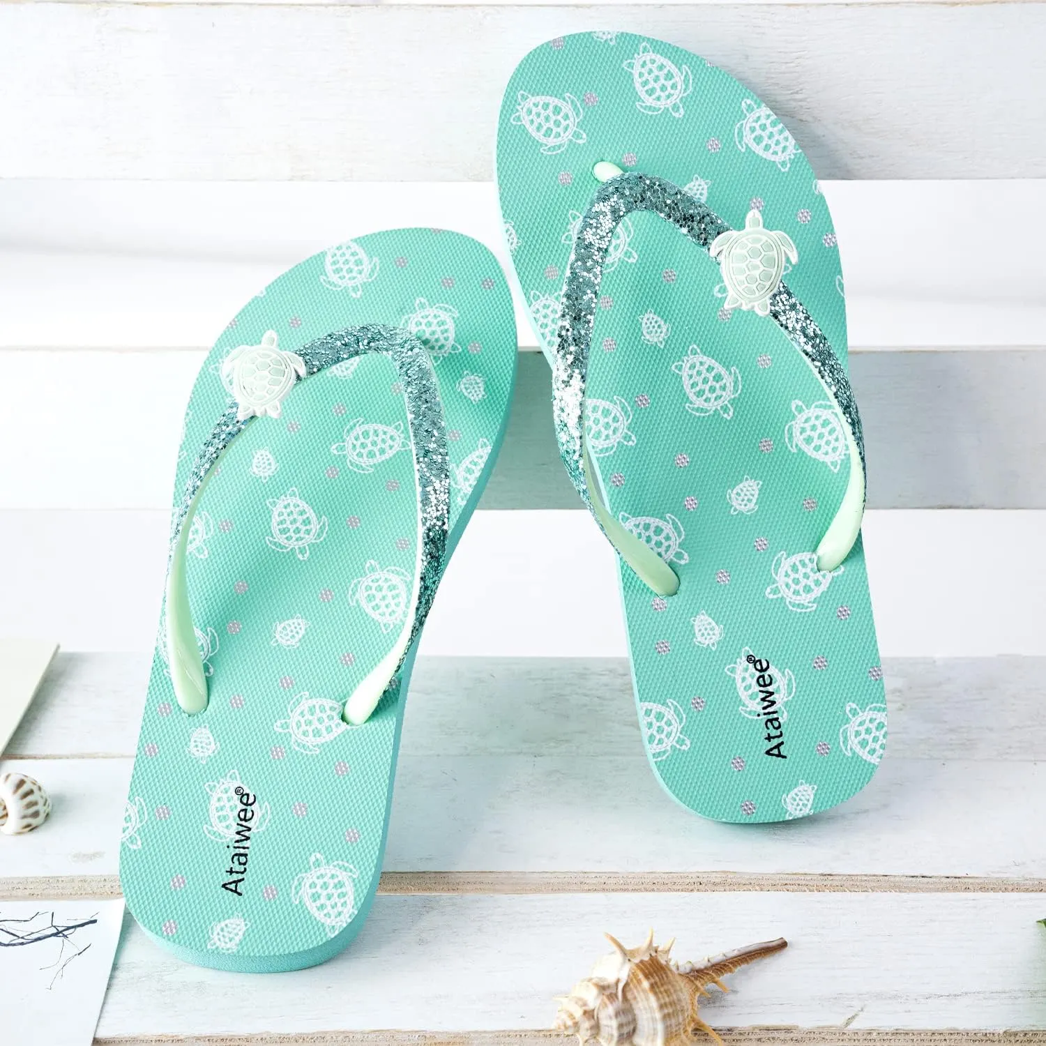 Ataiwee Girl's Flip Flops, Kid's Slip On Thong Sandals with Fruit Printed.