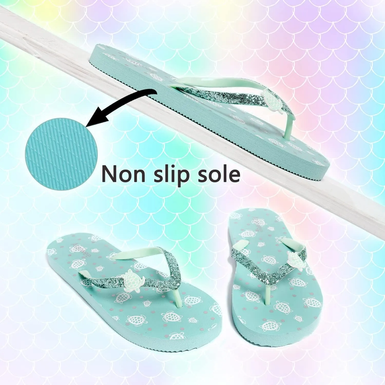 Ataiwee Girl's Flip Flops, Kid's Slip On Thong Sandals with Fruit Printed.