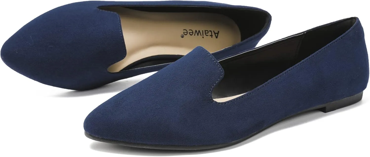 Ataiwee Women's Wide Flat Shoes - Pointed Ladies T-Strap Adjustable Summer Shoes.