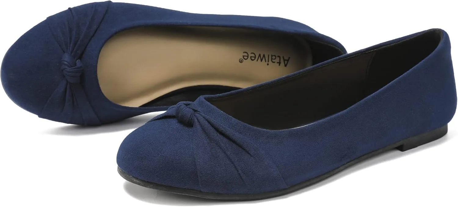 Ataiwee Women's Wide Width Flats Shoes - Ladies Cute and Comfortable Dress Ballet Shoes.