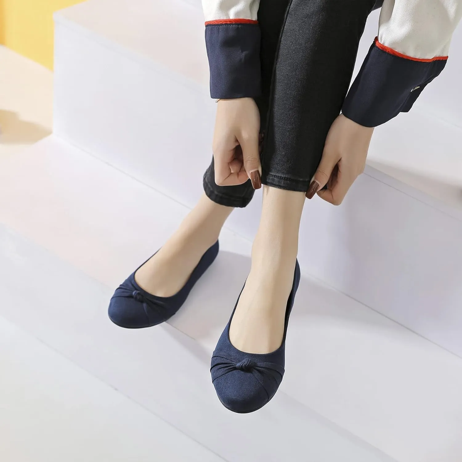 Ataiwee Women's Wide Width Flats Shoes - Ladies Cute and Comfortable Dress Ballet Shoes.