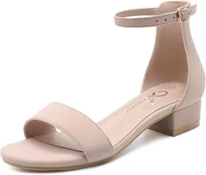 Athlefit Girls Sandals Open Toe Ankle Strap Low Heels Girl Dress Shoes For Toddler Little Big Kid
