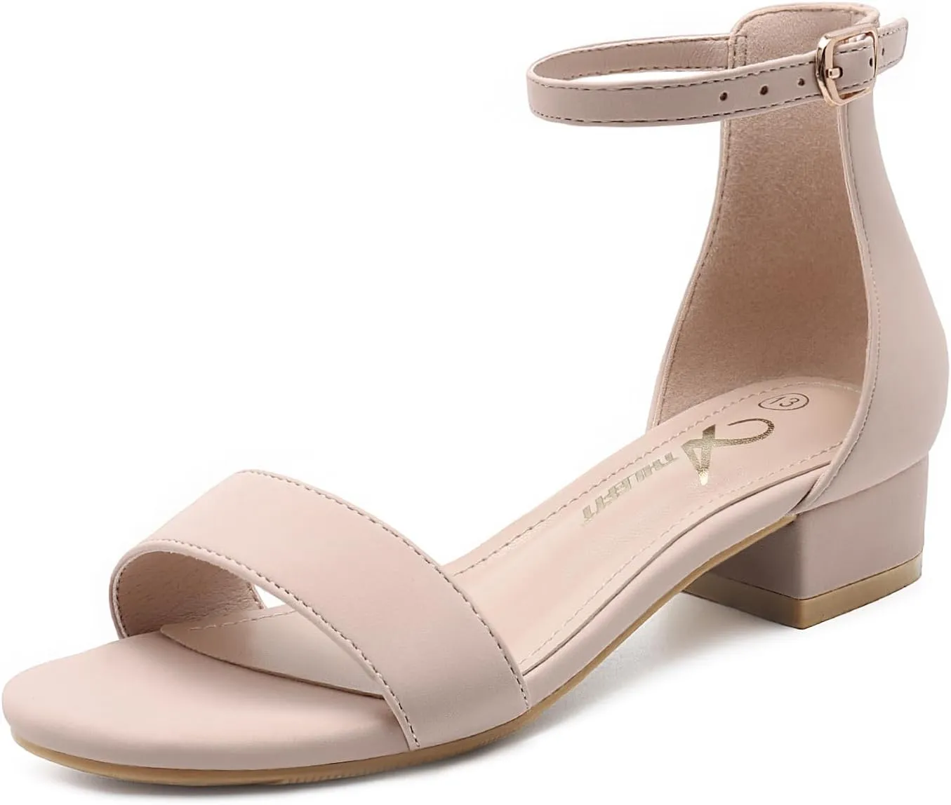 Athlefit Girls Sandals Open Toe Ankle Strap Low Heels Girl Dress Shoes For Toddler Little Big Kid