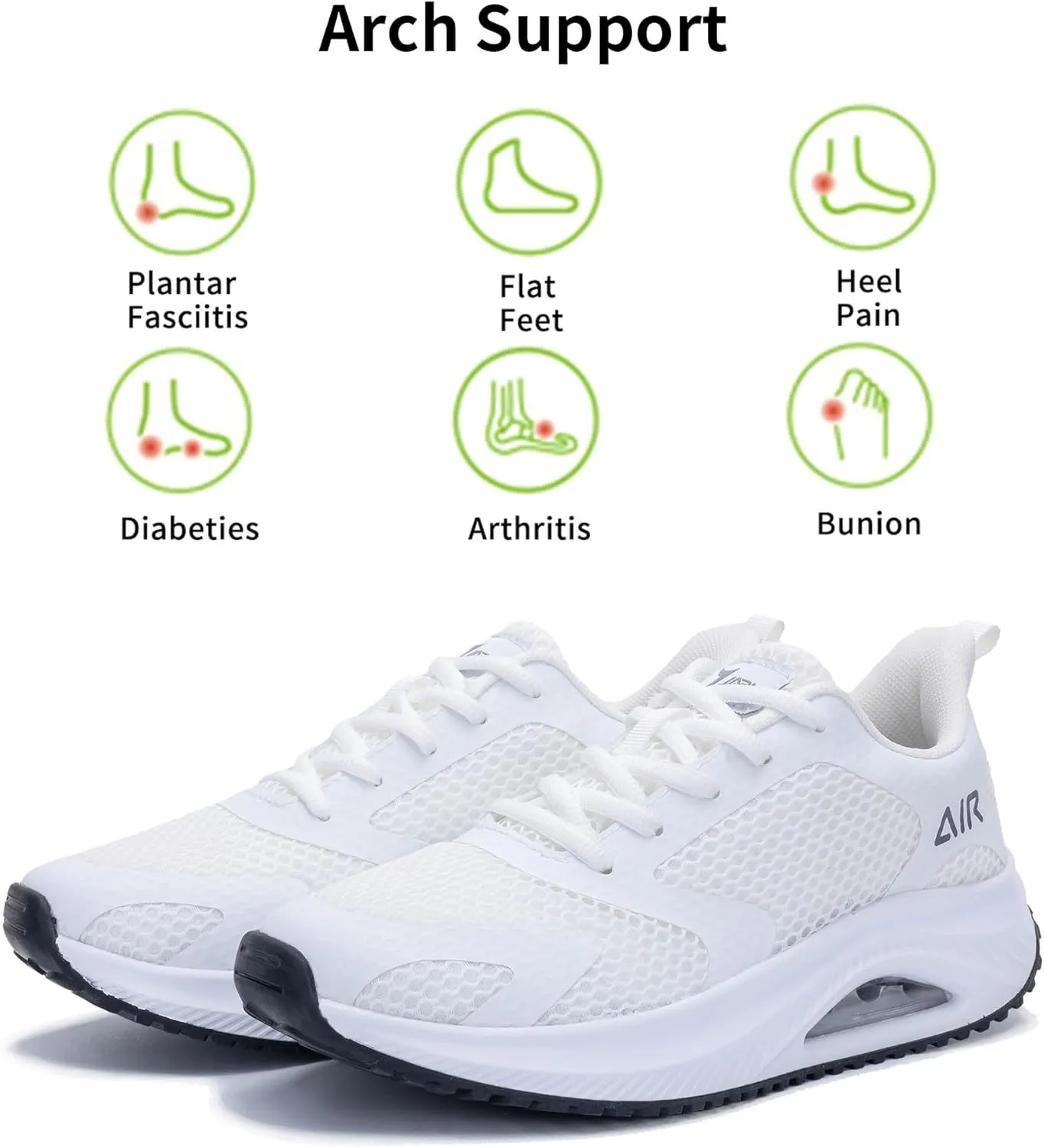 Autper Womens Air Walking Shoes Arch Support Orthotic Plantar Fasciitis Tennis Sneakers Comfortable Non Slip Shoes for Women Size 6-11
