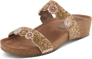 Azura Bahama Slide Sandals | Women's Footwear with Beads, Crystals & Cork Wedge