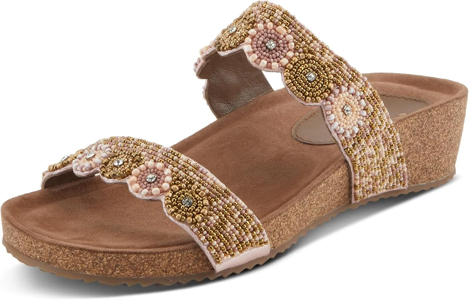 Azura Bahama Slide Sandals | Women's Footwear with Beads, Crystals & Cork Wedge