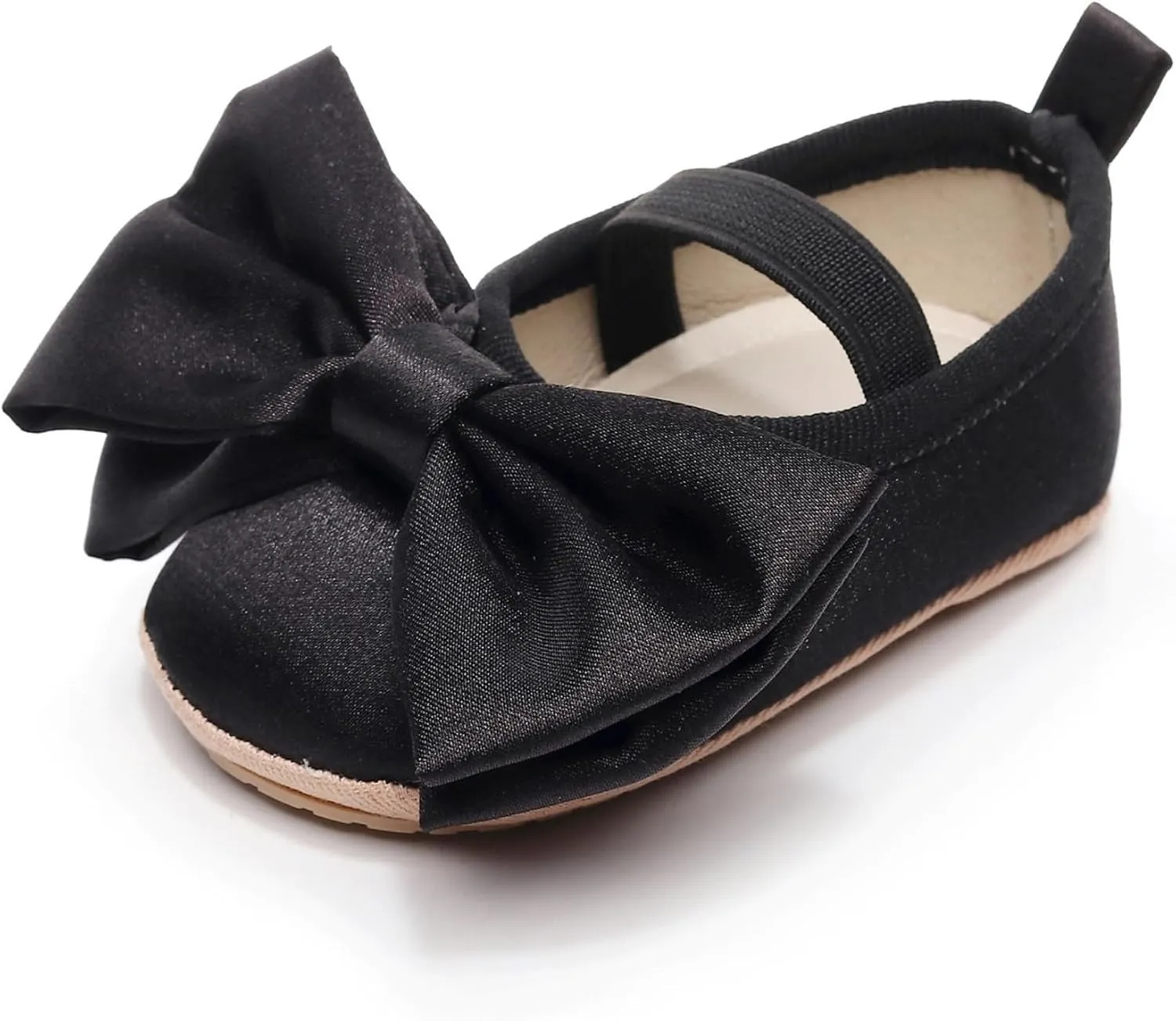 Baby Infant Girl Mary Jane Shoes Bow Baby Dress Shoes PU Leather Non-Slip Rubber Sole First Walkers Princess Wedding Newborn Crib Shoes