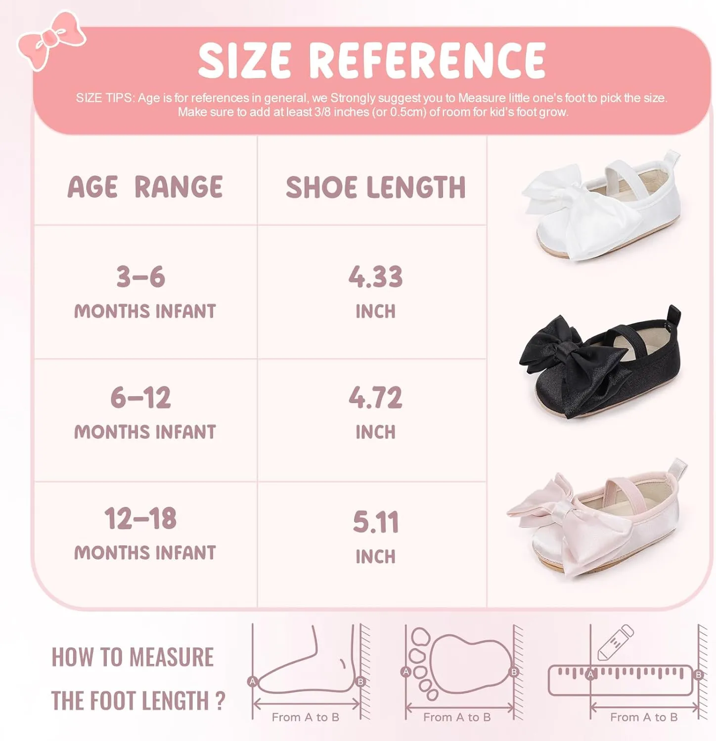 Baby Infant Girl Mary Jane Shoes Bow Baby Dress Shoes PU Leather Non-Slip Rubber Sole First Walkers Princess Wedding Newborn Crib Shoes