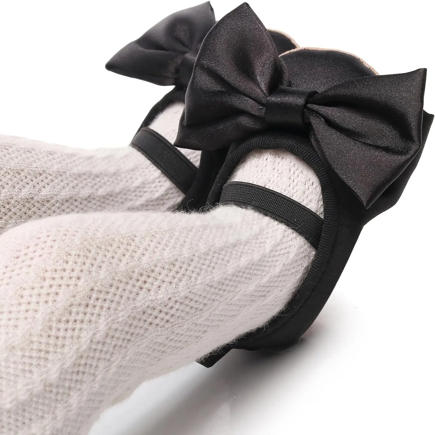 Baby Infant Girl Mary Jane Shoes Bow Baby Dress Shoes PU Leather Non-Slip Rubber Sole First Walkers Princess Wedding Newborn Crib Shoes