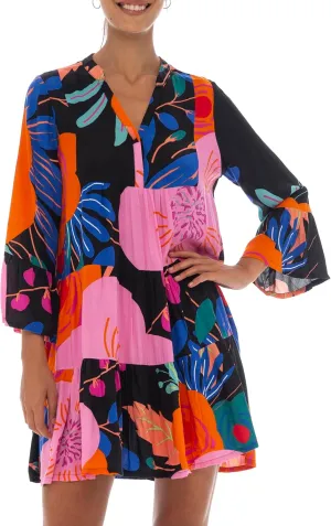 Back From Bali Womens Short Sundress Flowy Boho Beach Dress with Embroidered V Neck, Casual Sexy Summer Party Dress