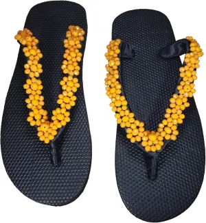 Beaded Flip Flops for Women Summer Style Sandals Comfortable Beach Walking Thong Cushion Sandals Slip On Indoor Outdoor- Colorful Beads