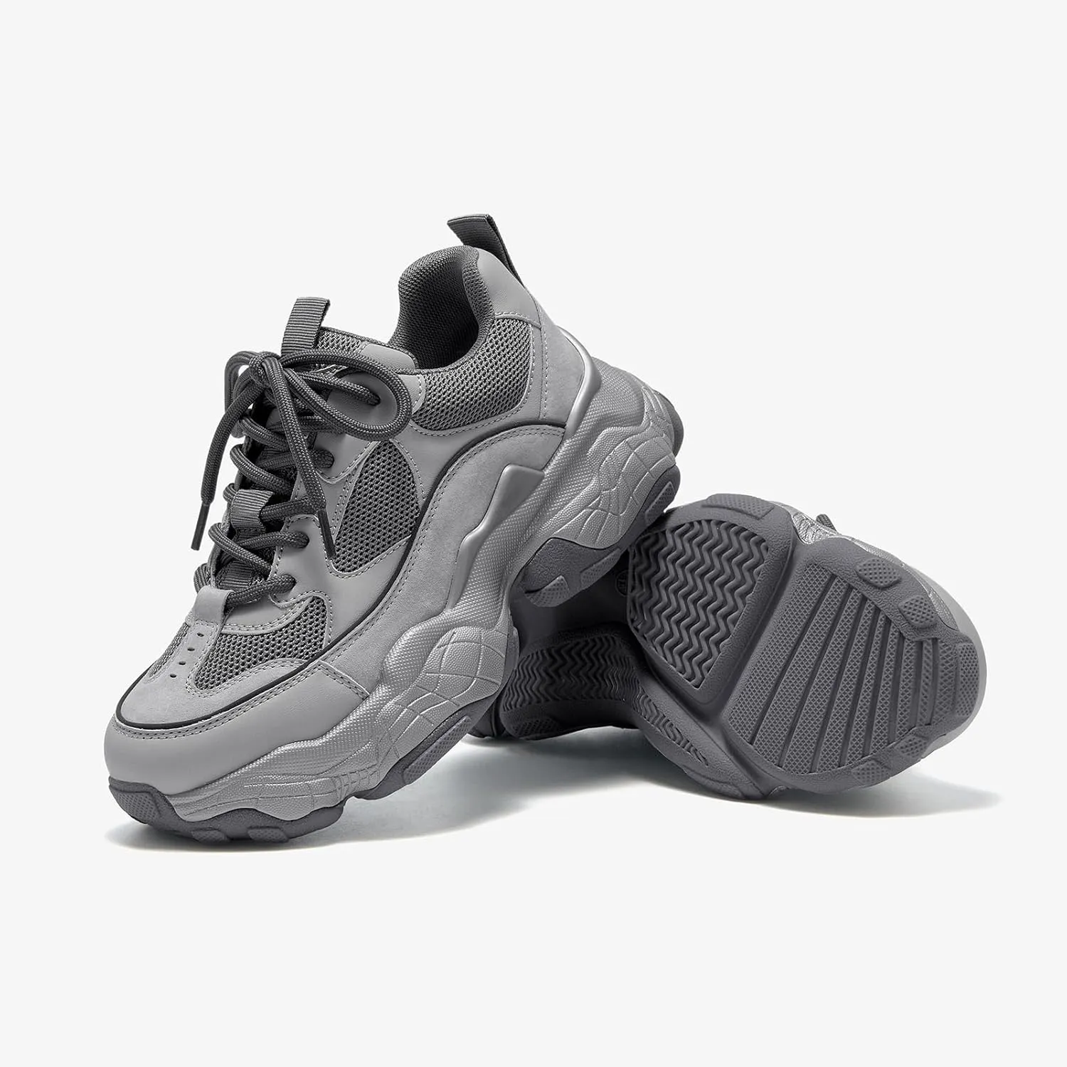 BEAU TODAY Chunky Sneakers for Women, Womens Fashion Sneakers, Lace Up Platform Comfortable Leather Casual Dad Shoes