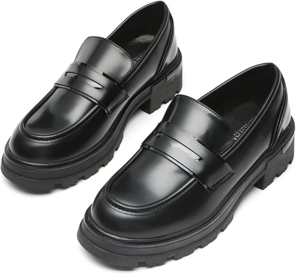 Bernal Women Chunky Platform Loafers Comfy Slip-On Penny Loafers Dressy Shoes Work School Party with Buckle