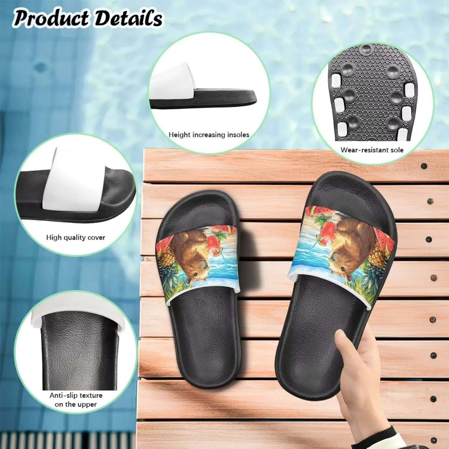 Boy & Girls Slide Sandals Kids Shower Shoes Non Slip Summer Slippers Beach Sandals