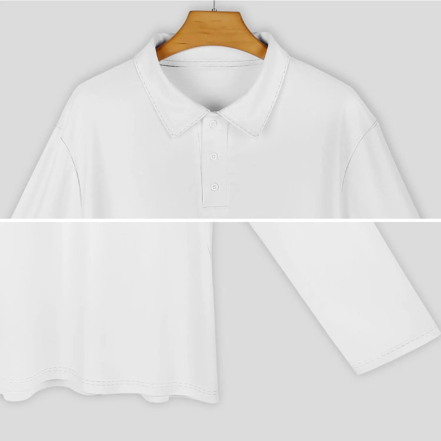 Bright Cabbage Cute Eyes Funny Long Sleeve Polo Shirts for Men, Quick Dry Button Down Casual Golf Shirts Men