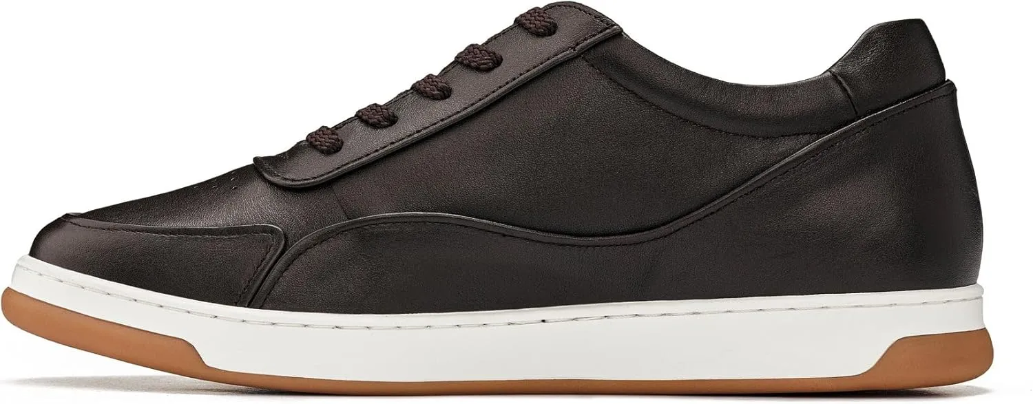CALTO Men's Invisible Height Increasing Elevator Shoes - White Premium Leather Leather Lace-up Fashion Sneakers - 2.6 Inches Taller - Y7887 - Size 9 D(M) US
