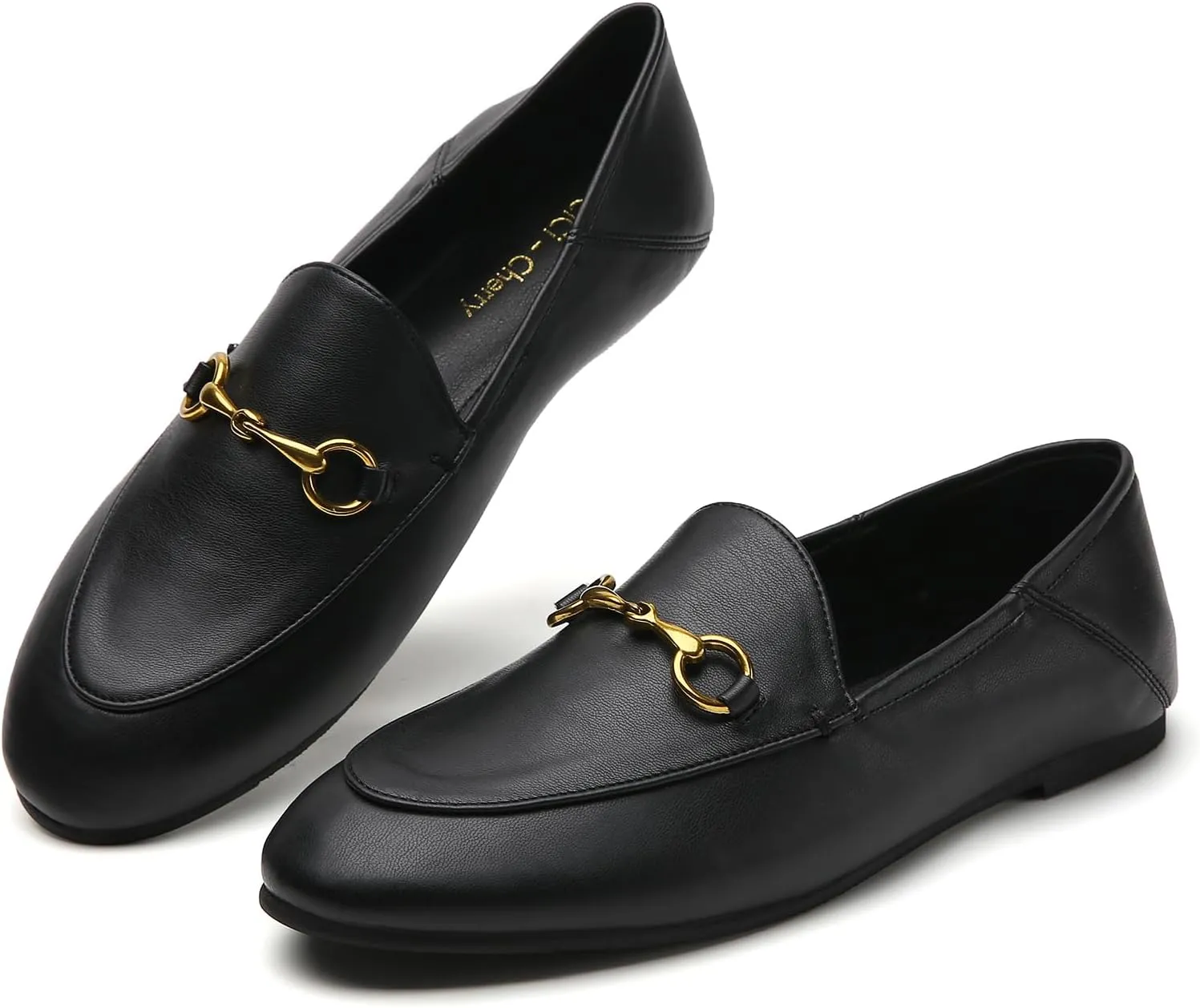 Casual Buckle Loafers for Women Work Flats Round Toe Business Backless Ballet Flats Metal Décor Driving Slip on