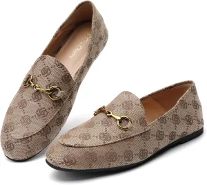 Casual Buckle Loafers for Women Work Flats Round Toe Business Backless Ballet Flats Metal Décor Driving Slip on