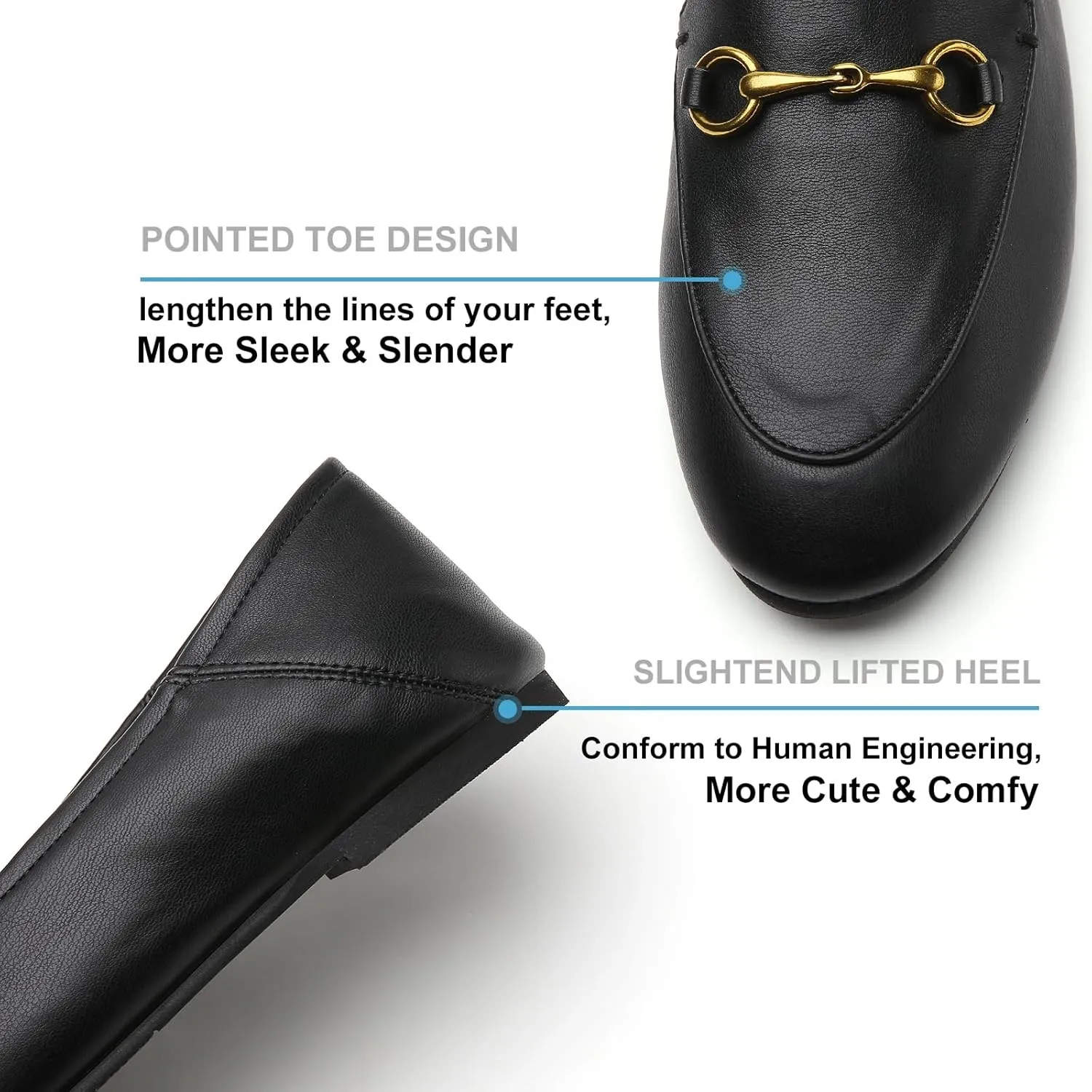 Casual Buckle Loafers for Women Work Flats Round Toe Business Backless Ballet Flats Metal Décor Driving Slip on