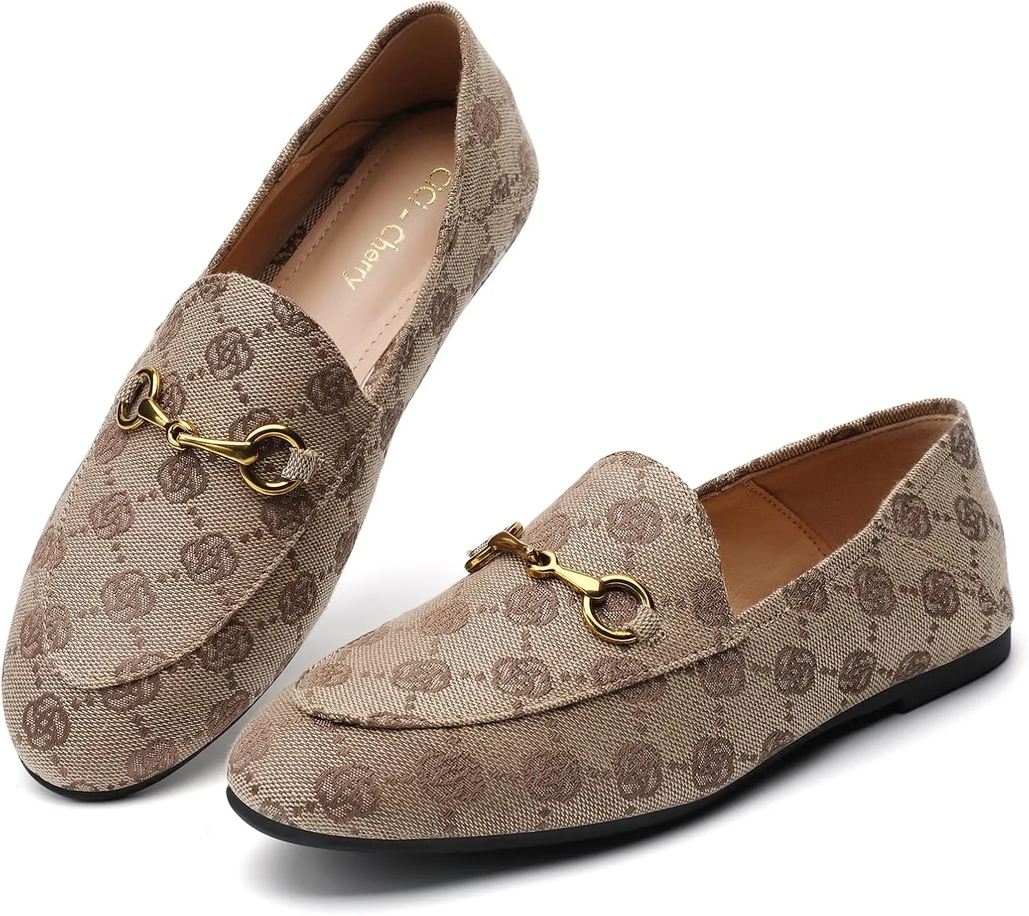 Casual Buckle Loafers for Women Work Flats Round Toe Business Backless Ballet Flats Metal Décor Driving Slip on