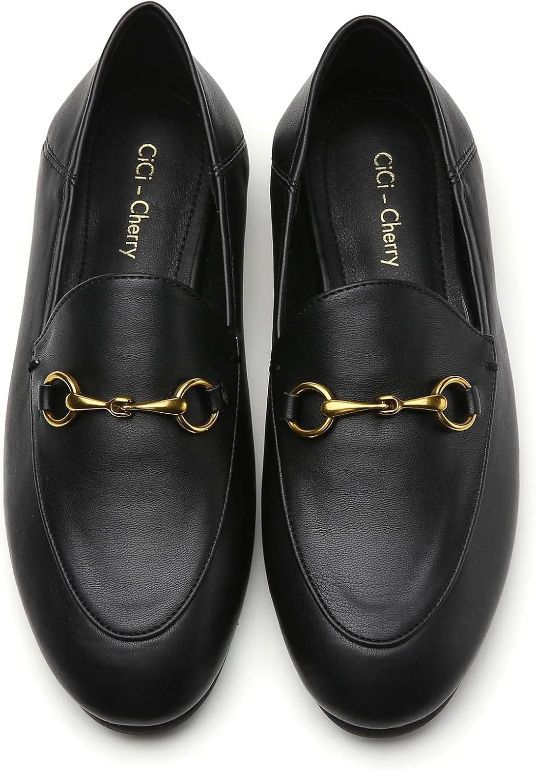 Casual Buckle Loafers for Women Work Flats Round Toe Business Backless Ballet Flats Metal Décor Driving Slip on